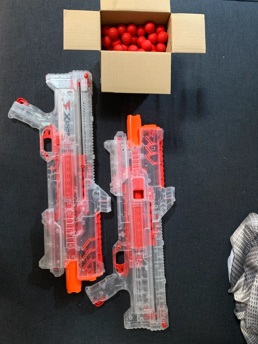 Two foam ball guns