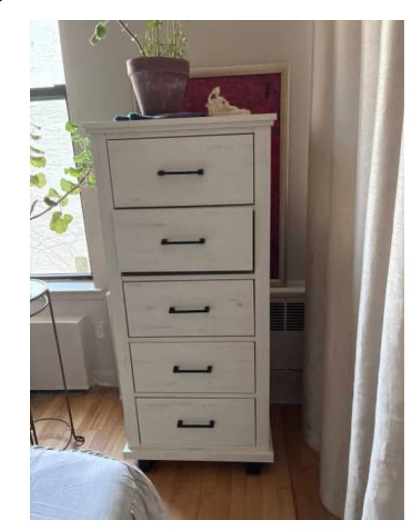 White 5-Drawer Rolling Storage Chest