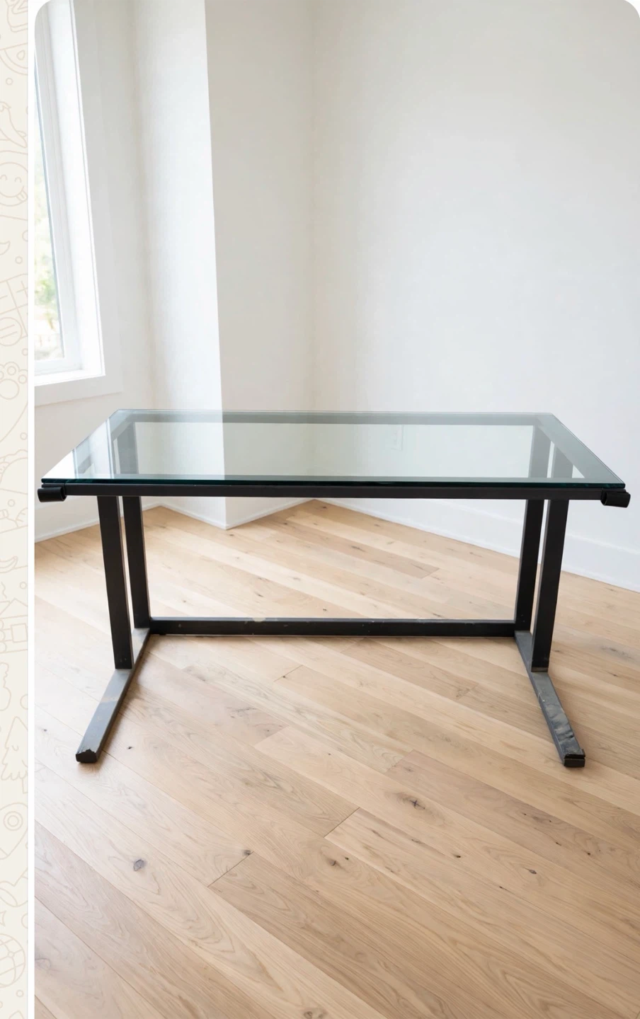 Glass Top Desk with Metal Frame