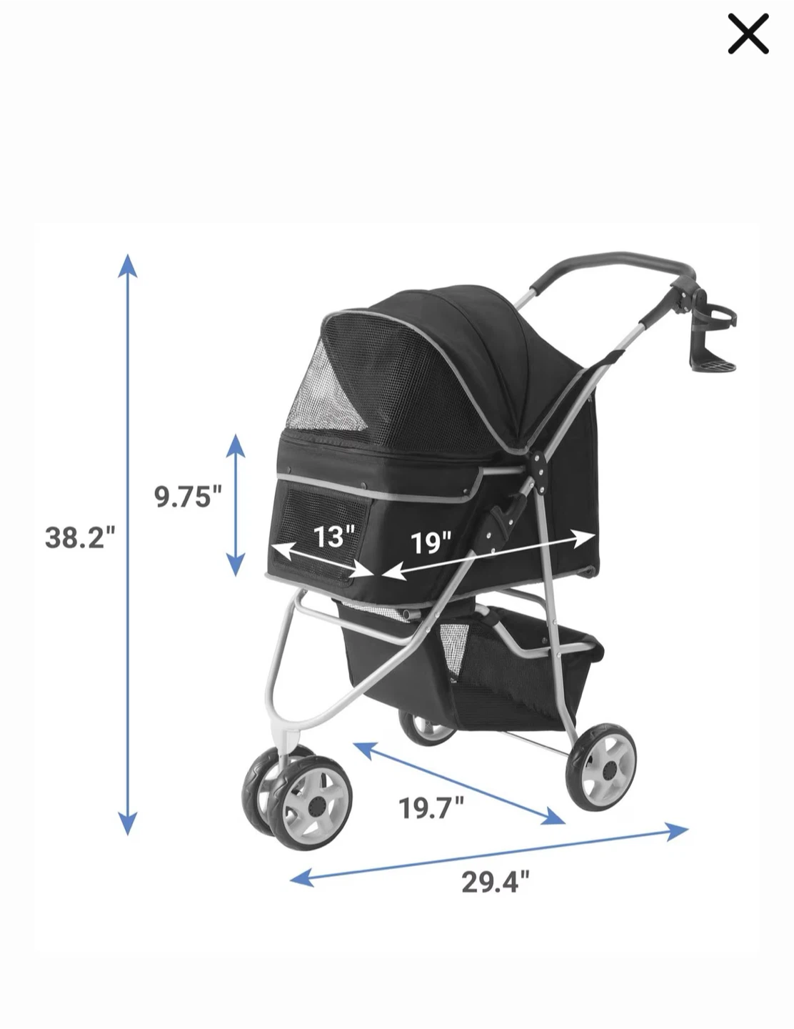 Frisco Collapsible Pet Stroller, Black - photo 2