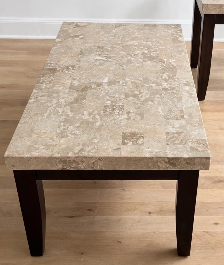 Rectangular Coffee Table with Stone Top
