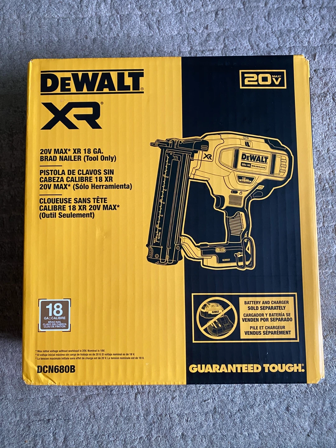 DEWALT DCN680 20V MAX XR 18GA CORDLESS BRAD NAILER