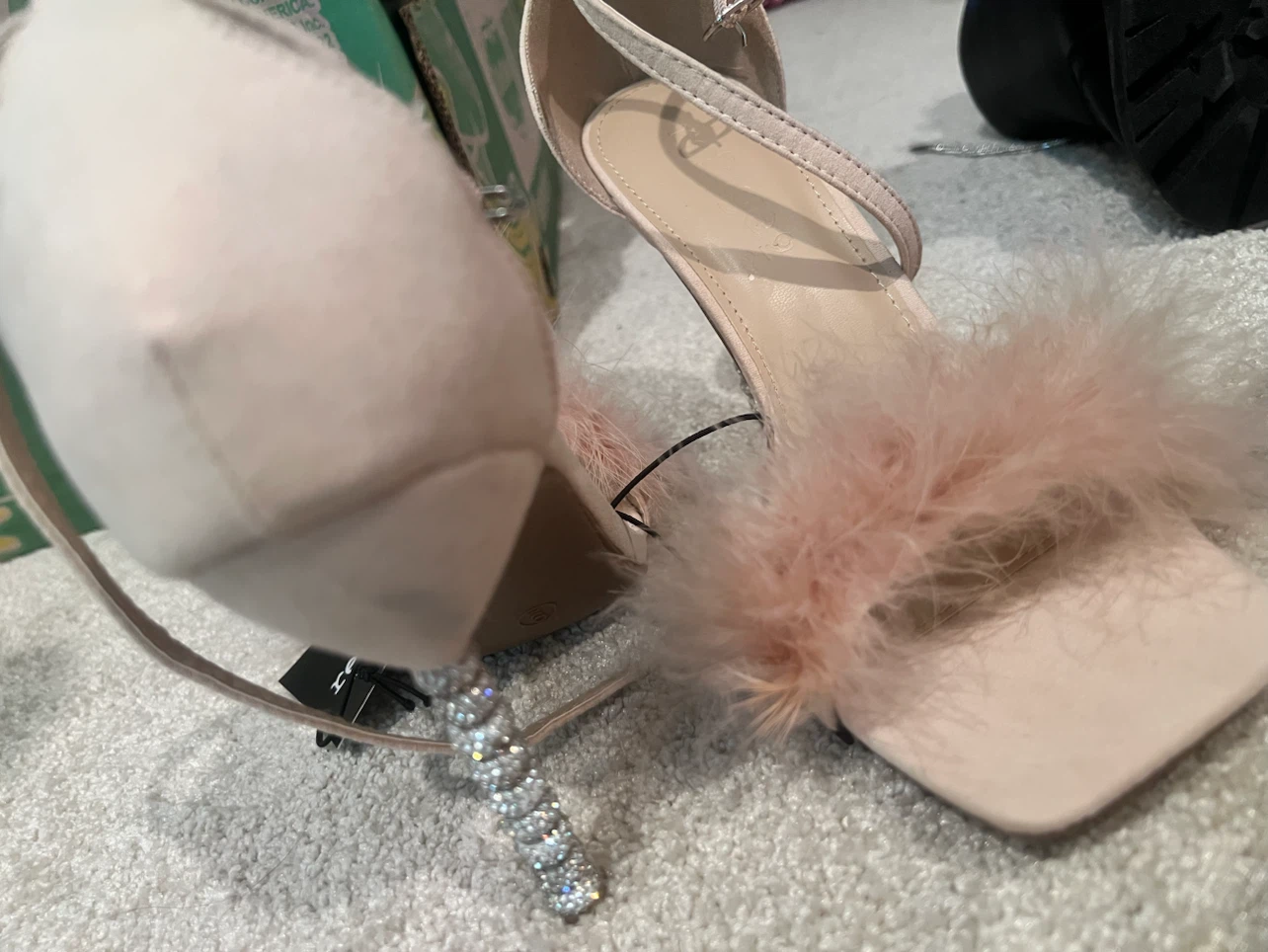 Refuge Pink Feather Ankle Strap Heels - photo 2