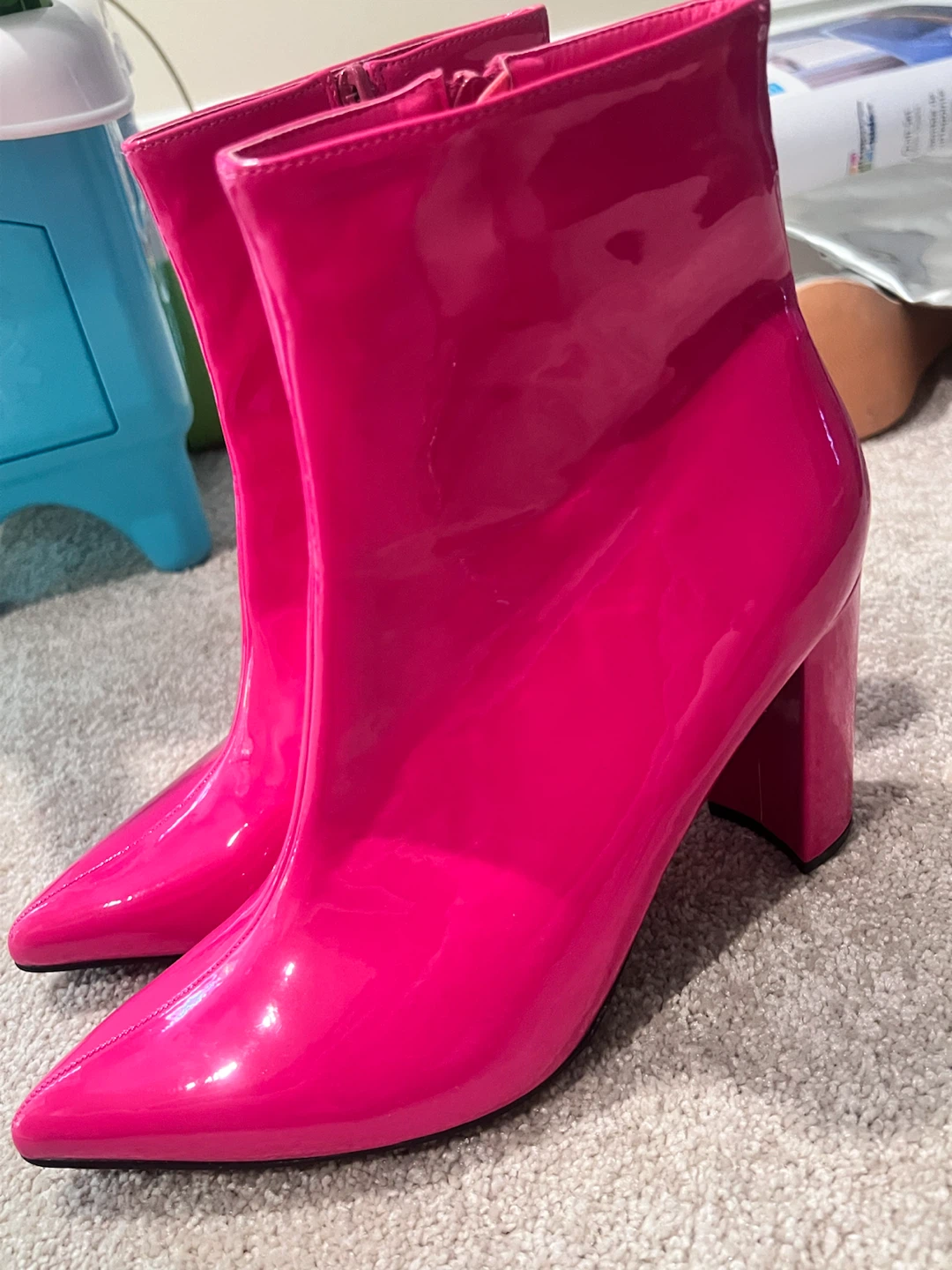 Hot Pink Patent Ankle Boots - photo 2