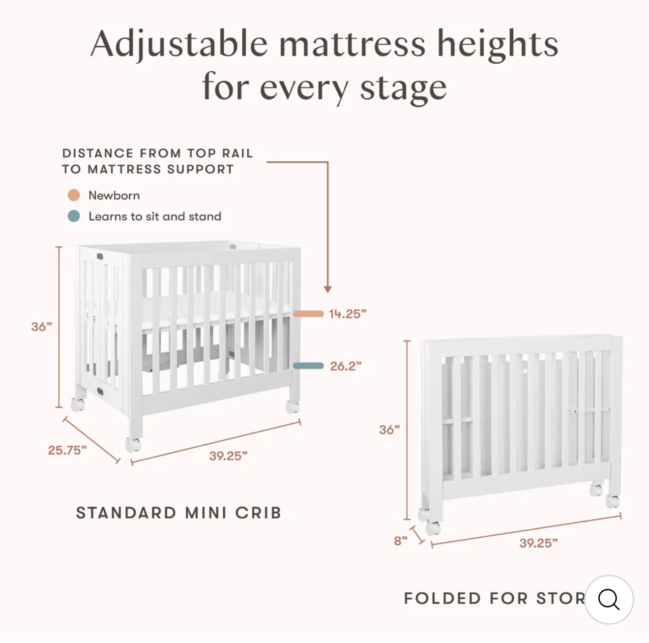 Babyletto Oragami Mini Crib White & 4 new fitted sheets - photo 3