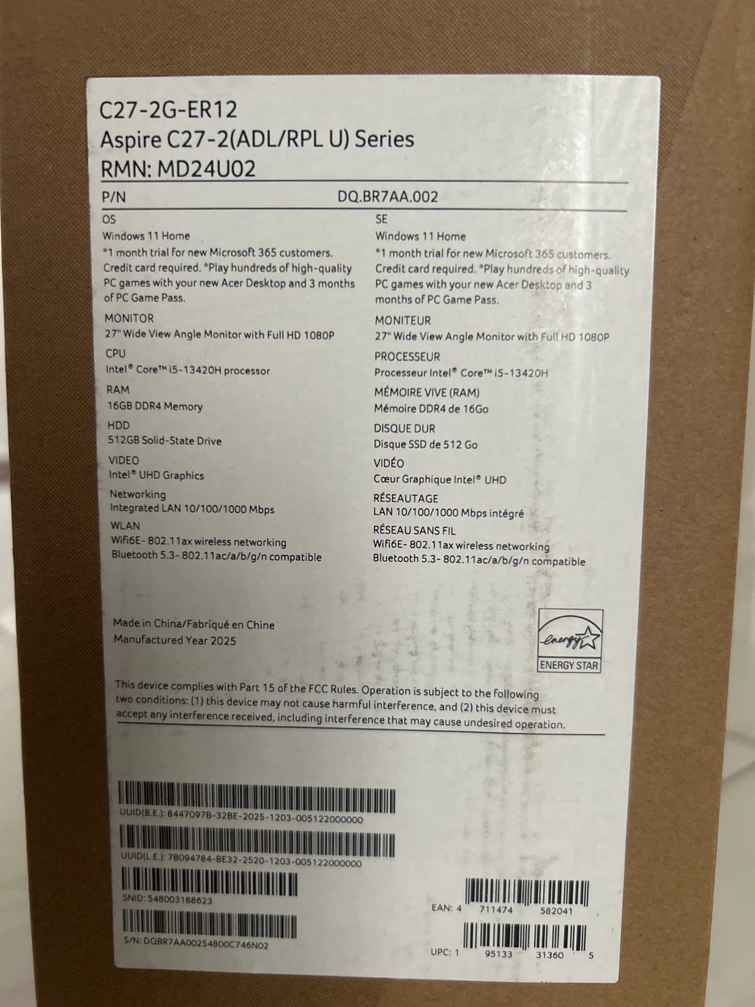 Acer Aspire C27 All in One Desktop - photo 2
