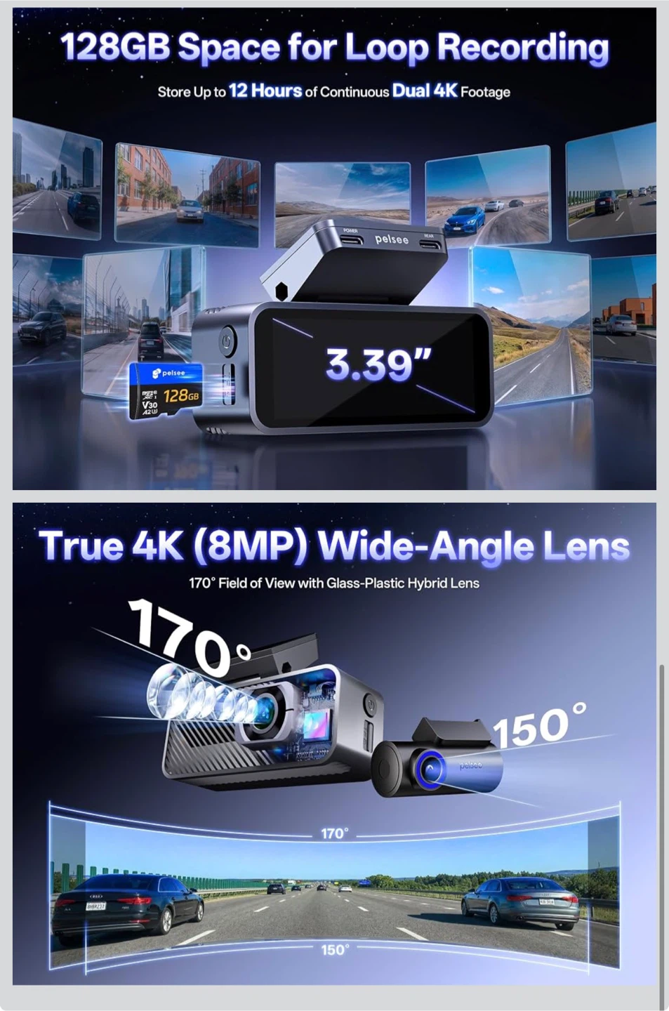 S1 Pro Dual 4K+4K Dash Cam with 128GB Card - photo 5