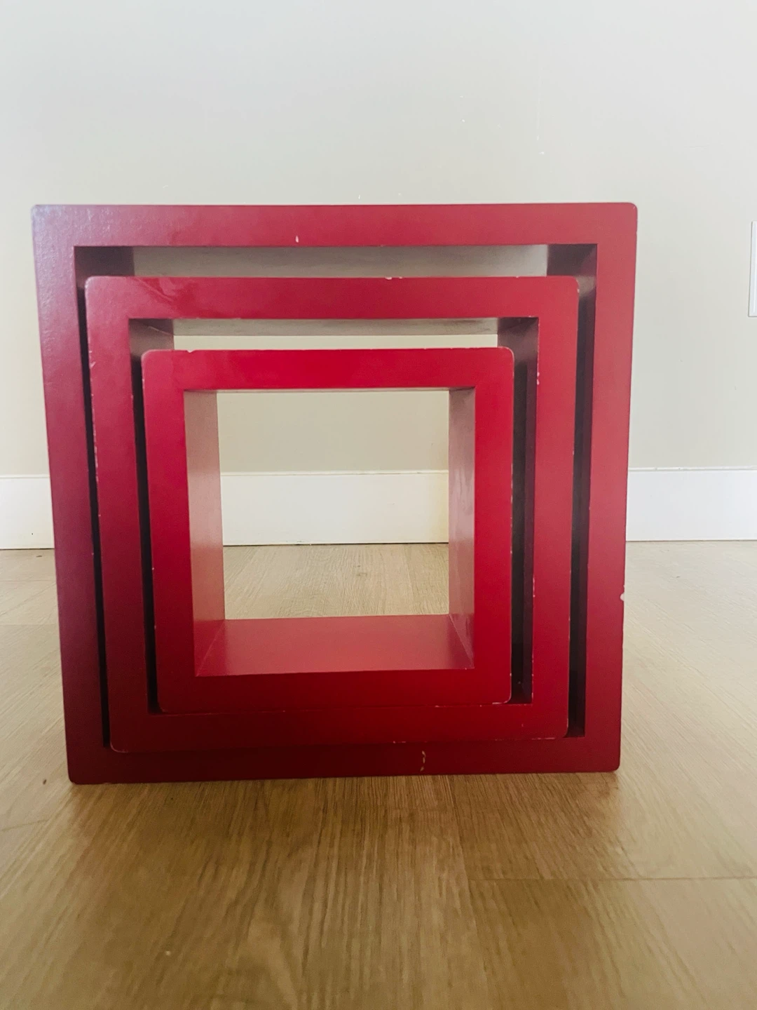 Set of 3 Red Square Floating Shelves