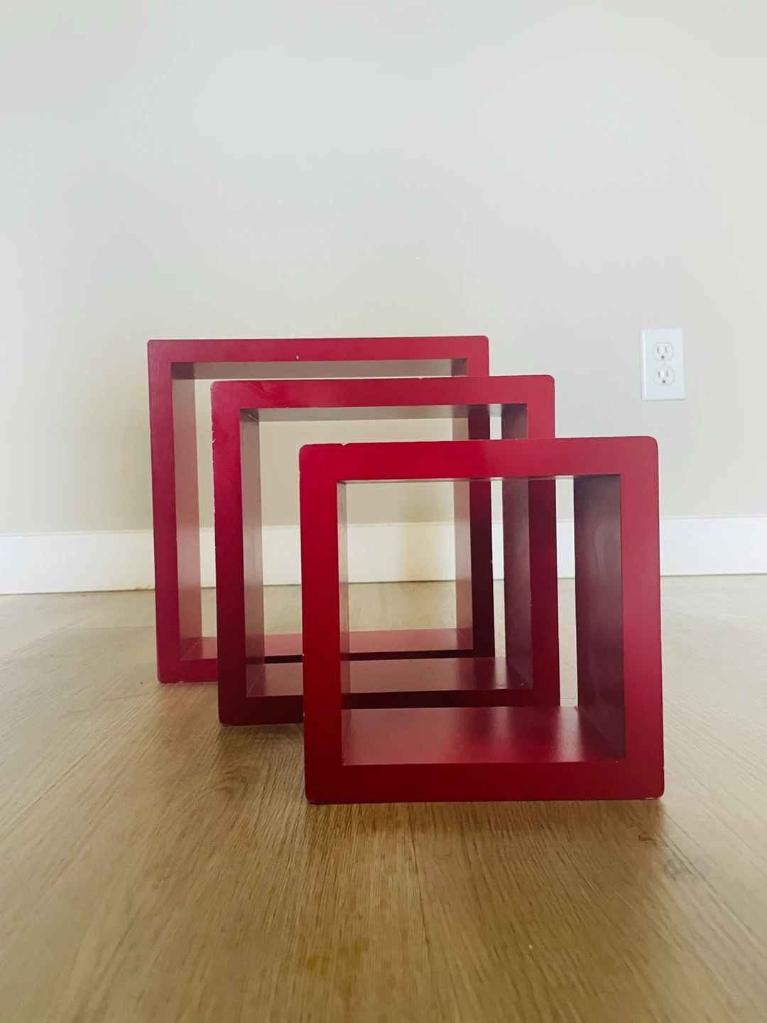 Set of 3 Red Square Floating Shelves - photo 2