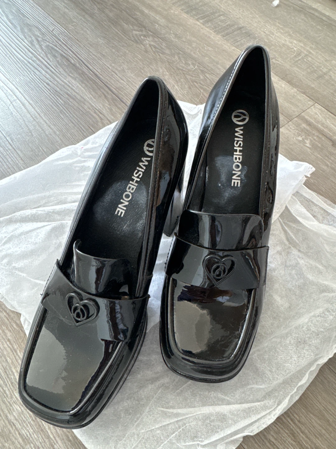 Wishbone Black Patent Platform Loafers