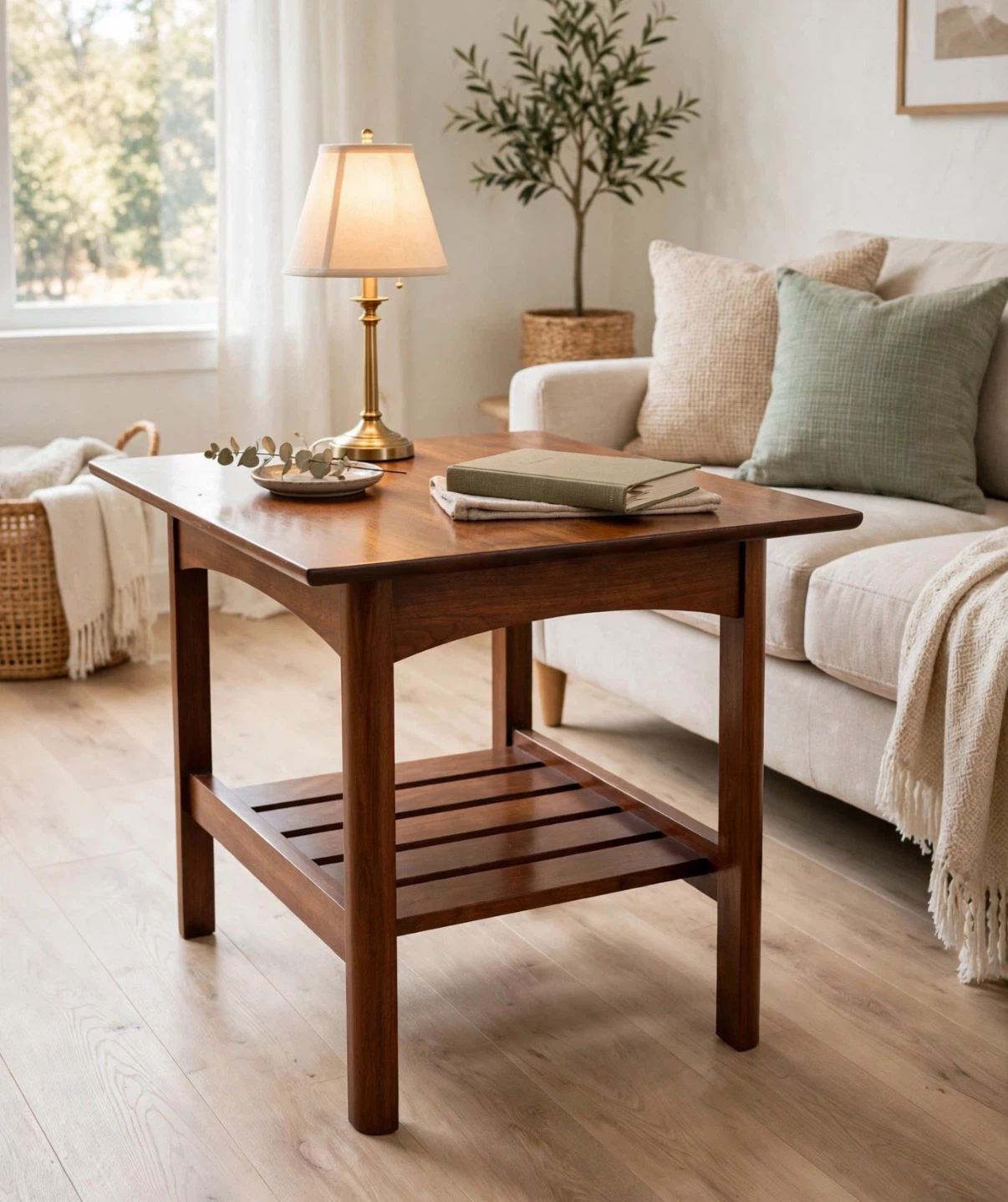 Wooden End Table with Shelf
