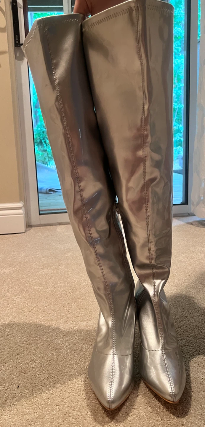 Silver Over-the-Knee Boots