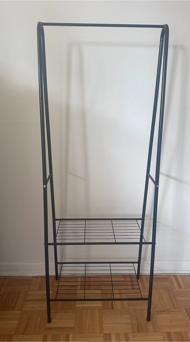 Black Metal Clothing Rack with Shelves