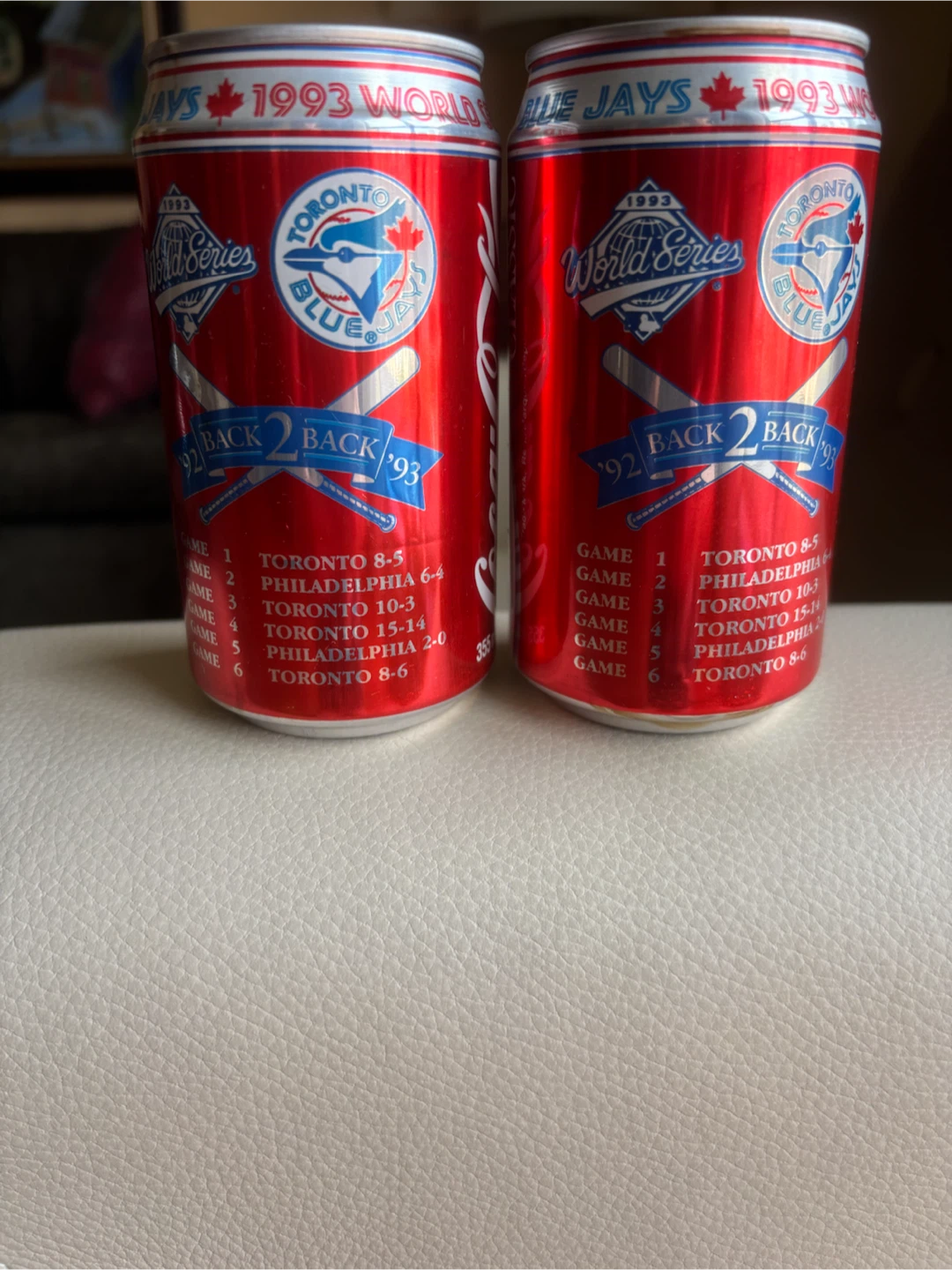 2 Coca-Cola Toronto Blue Jays 1993 World Series Cans