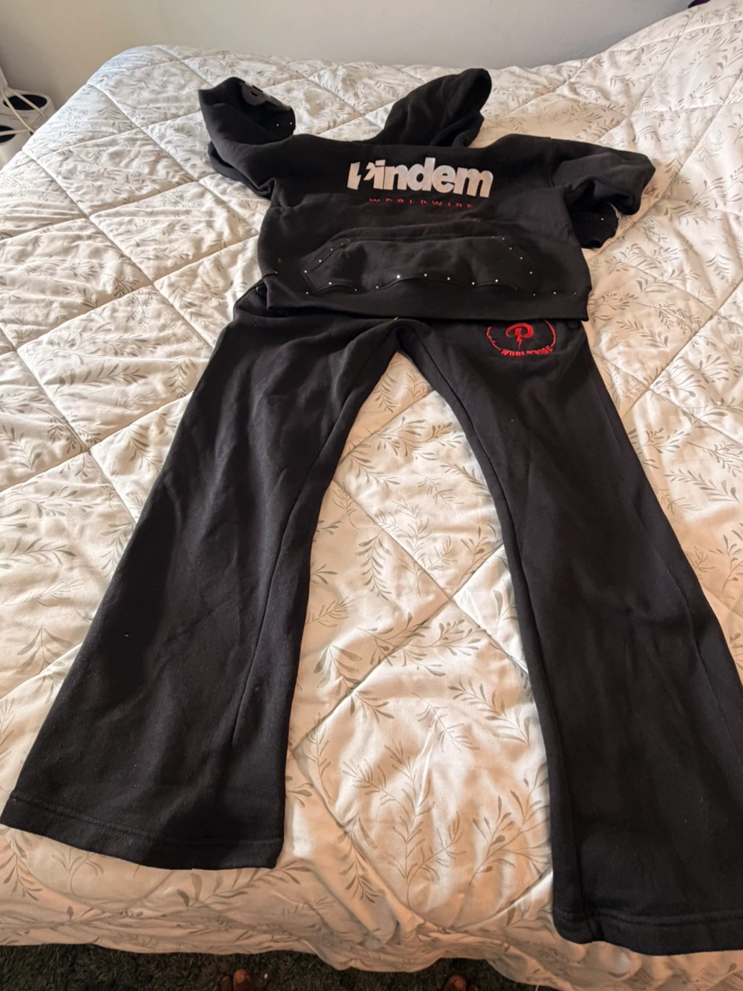 Pindem Worldwide Black Hoodie and Pants Set - photo 2