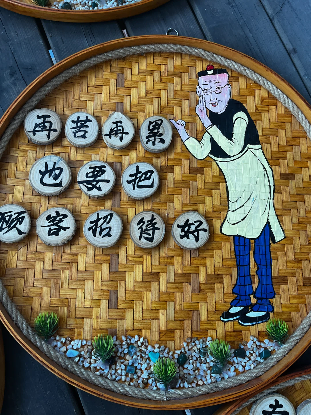 Decorative Hand-Painted Bamboo Wall Trays - photo 5