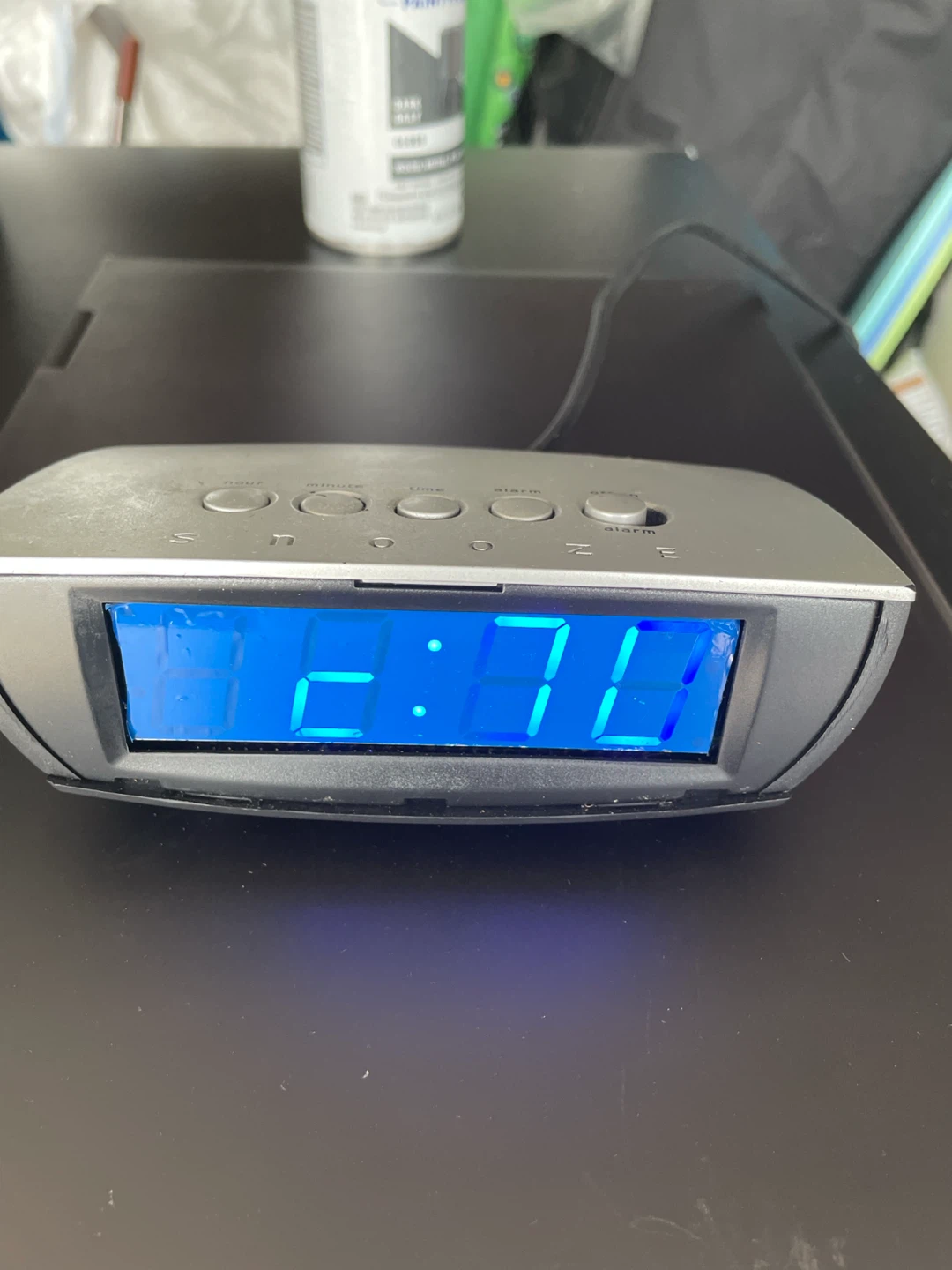 Digital Alarm Clock with Blue LED Display