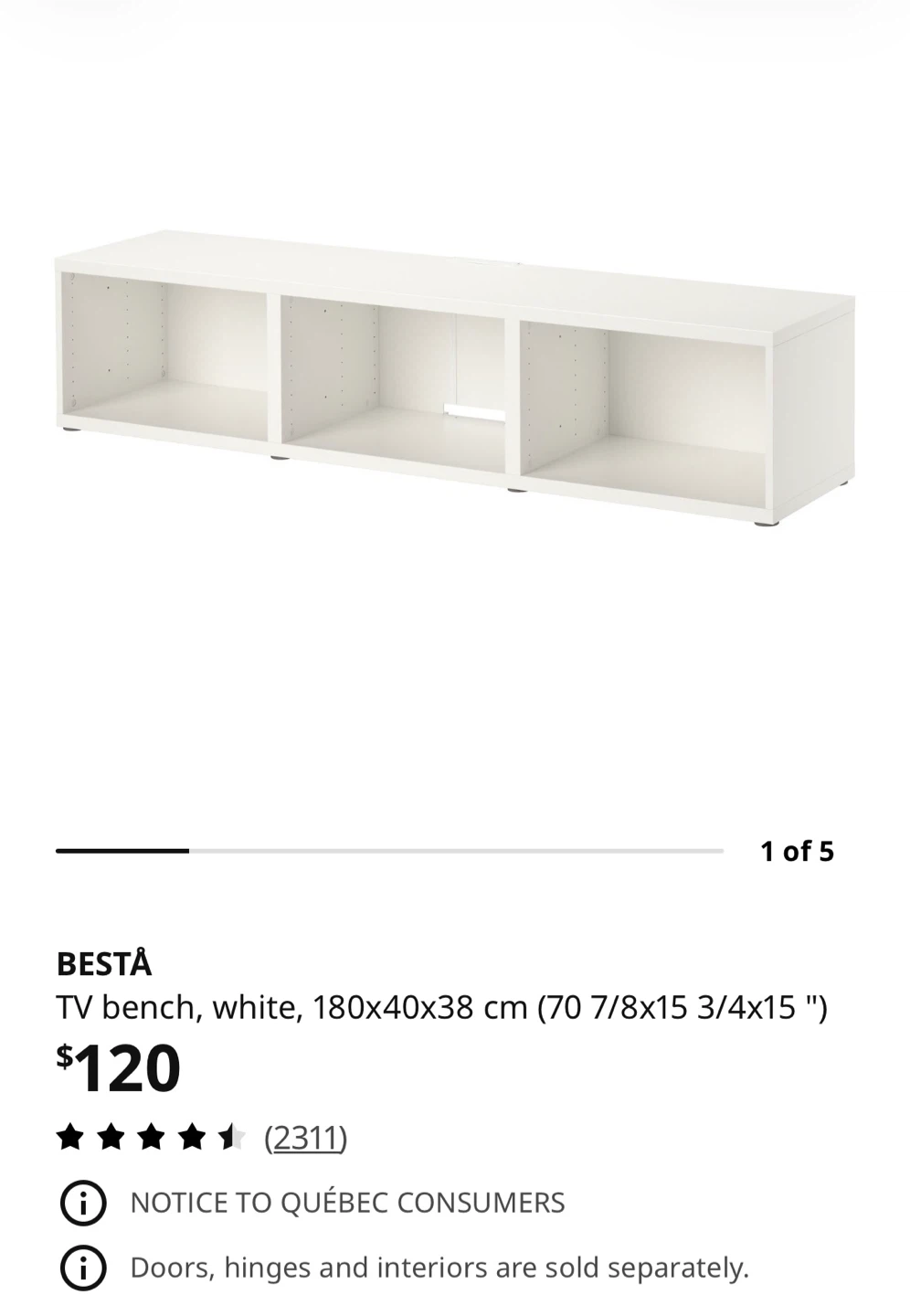 Moving Sale‼️IKEA BESTA TV Bench White - photo 4