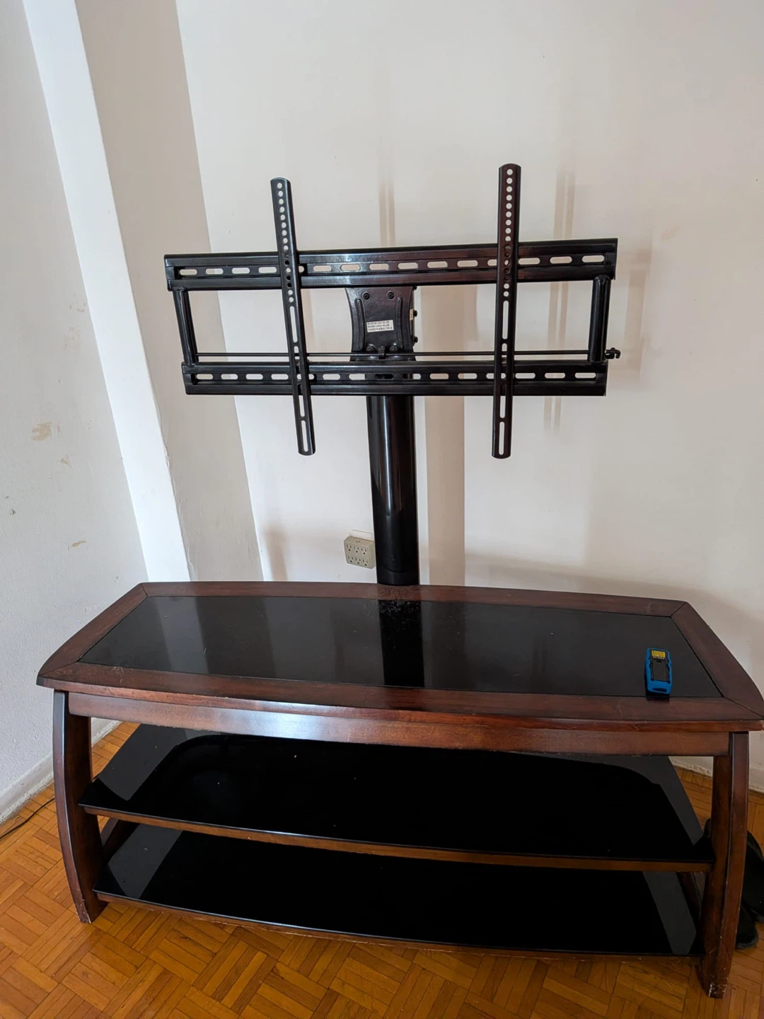 Wood and Glass TV Stand with Mount