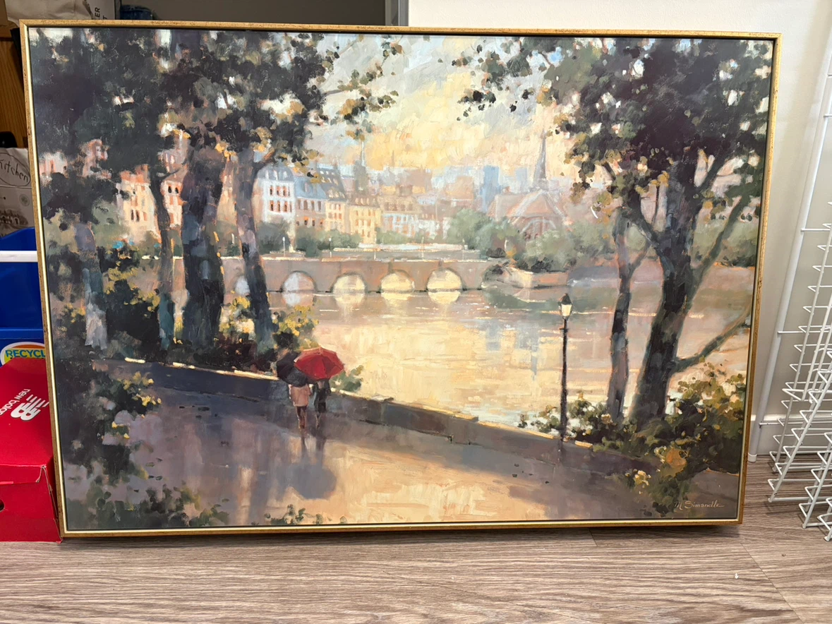 M. Simandle Framed Paris Landscape Oil Painting