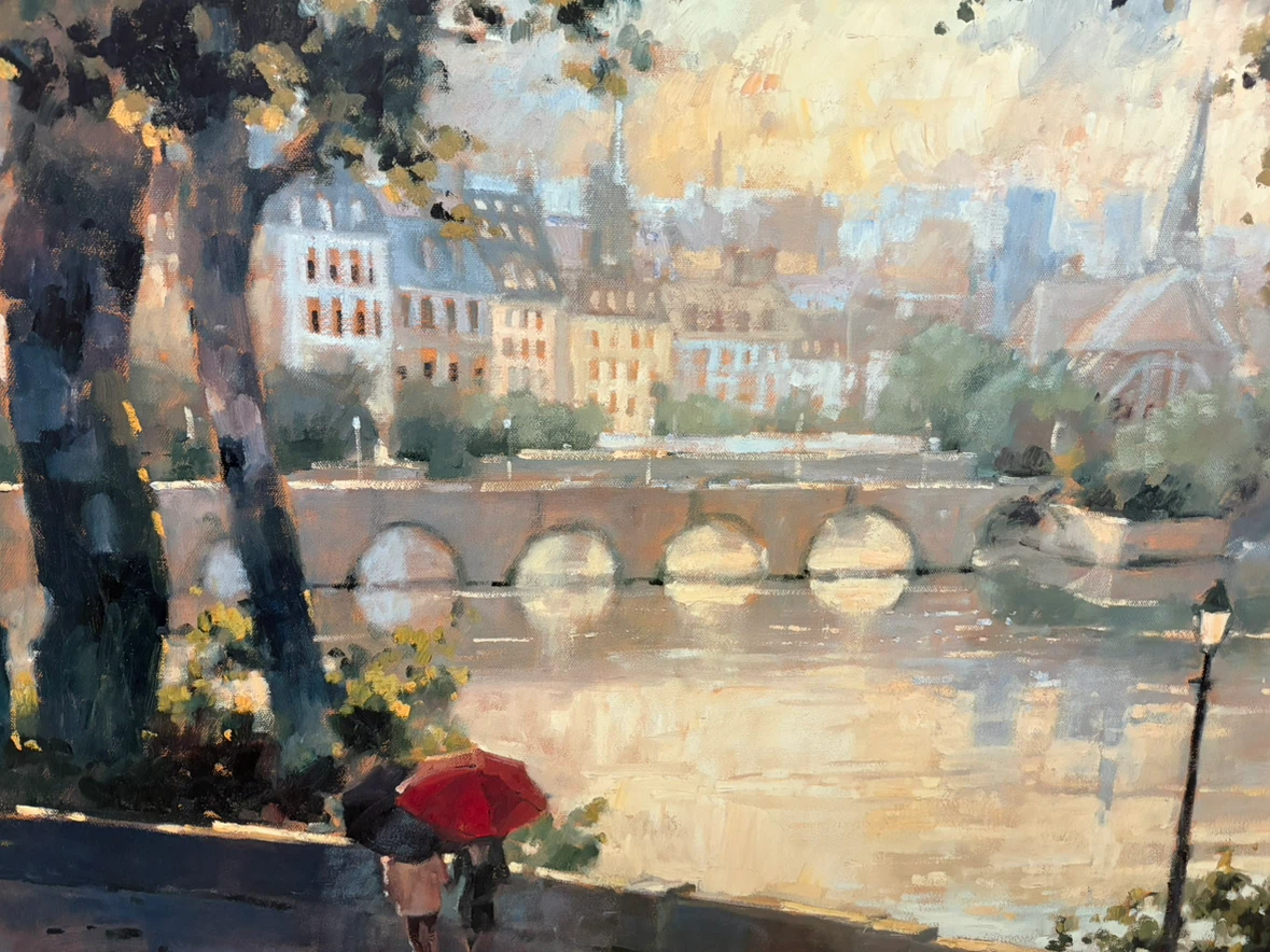 M. Simandle Framed Paris Landscape Oil Painting - photo 2