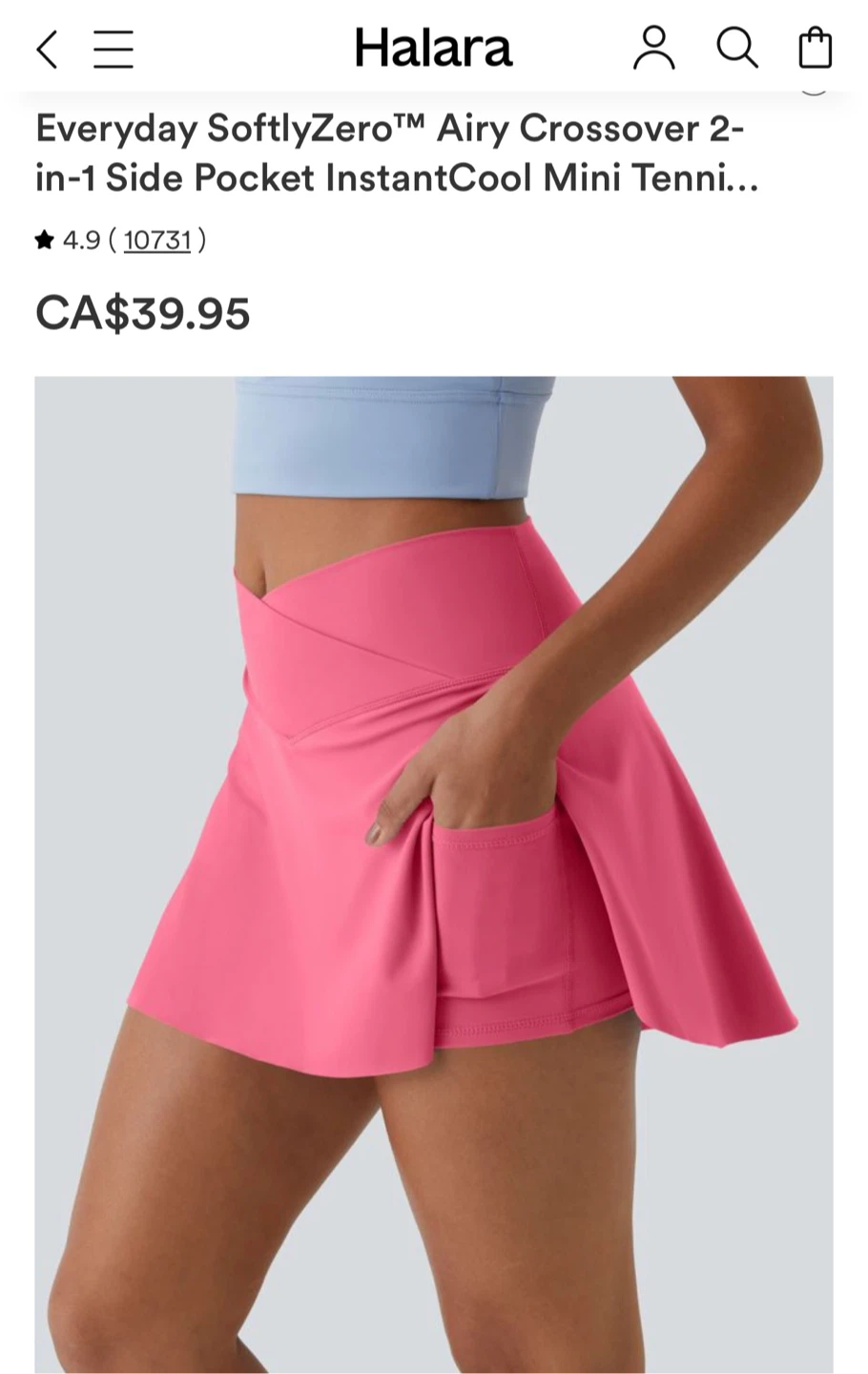 Halara Crossover Tennis Skirt - Pink