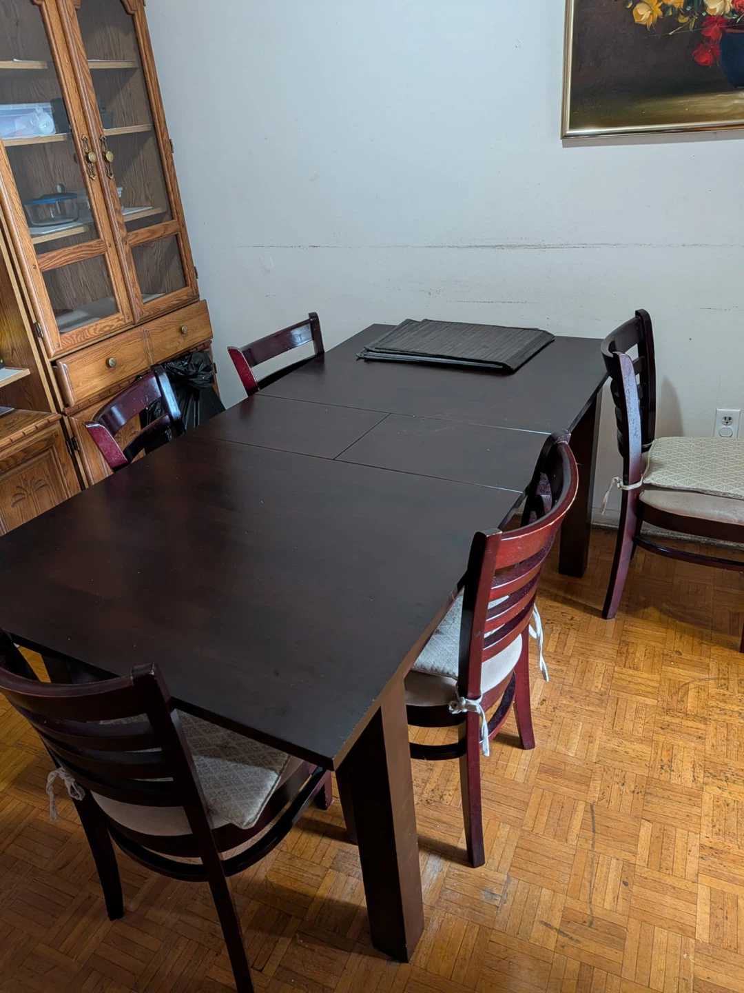 Dark Wood Dining Table with Chairs