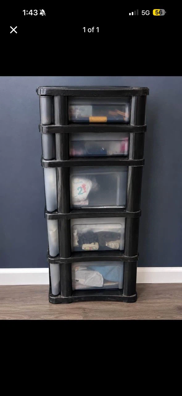 5-Drawer Plastic Storage Tower