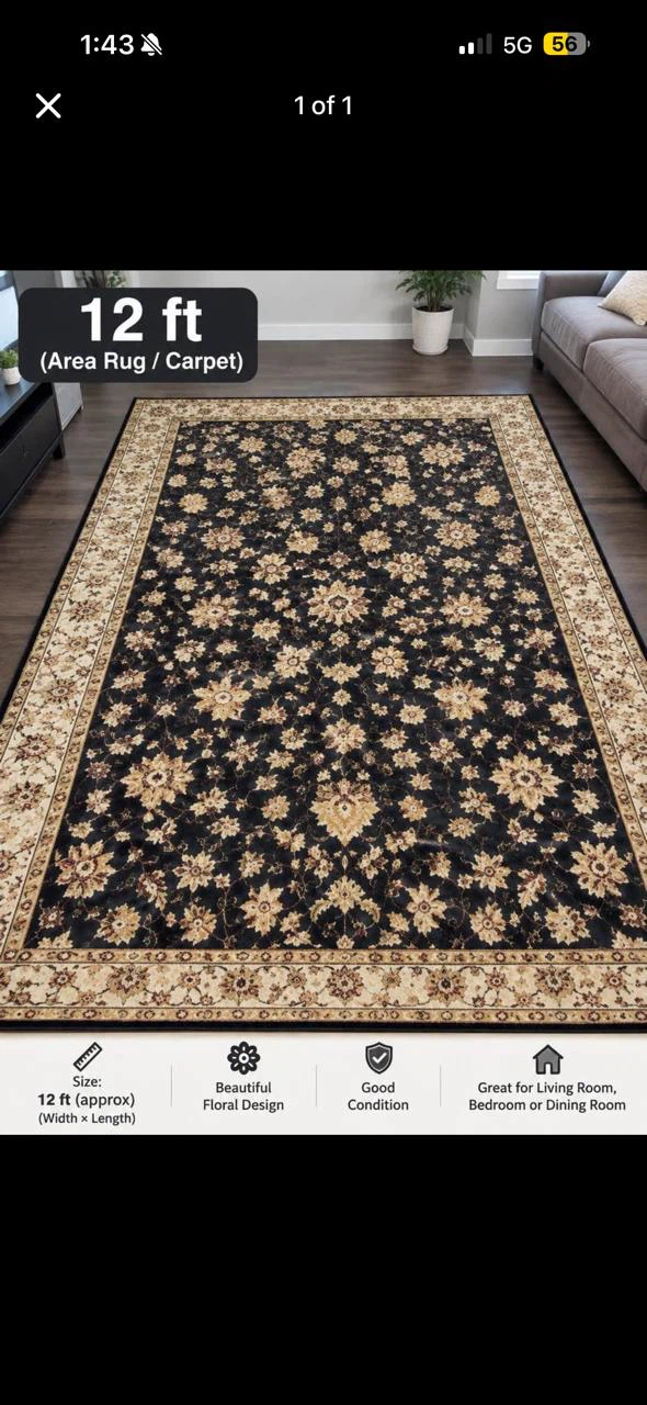 12 ft Floral Area Rug