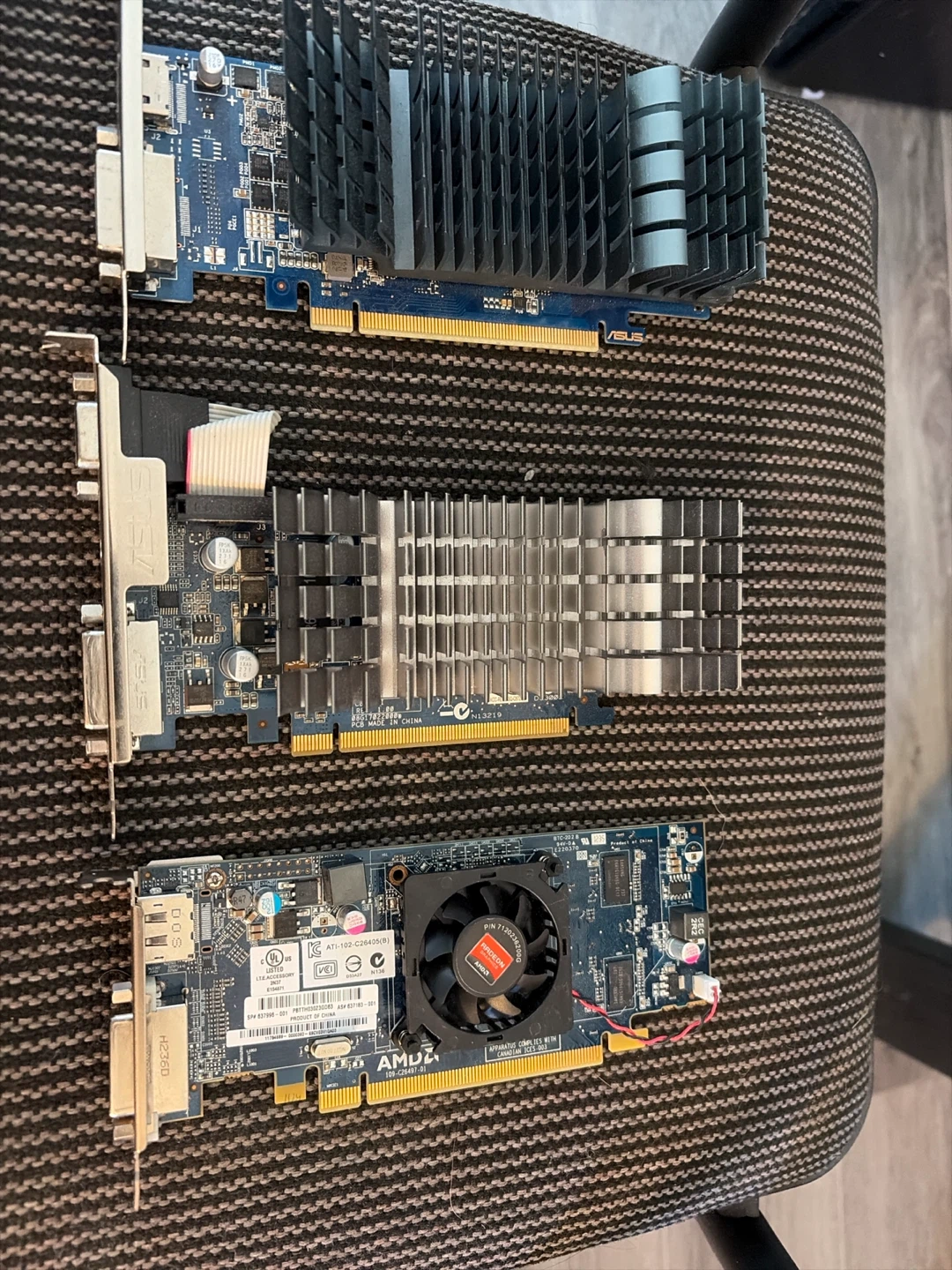 Three ASUS AMD Radeon Graphics Cards