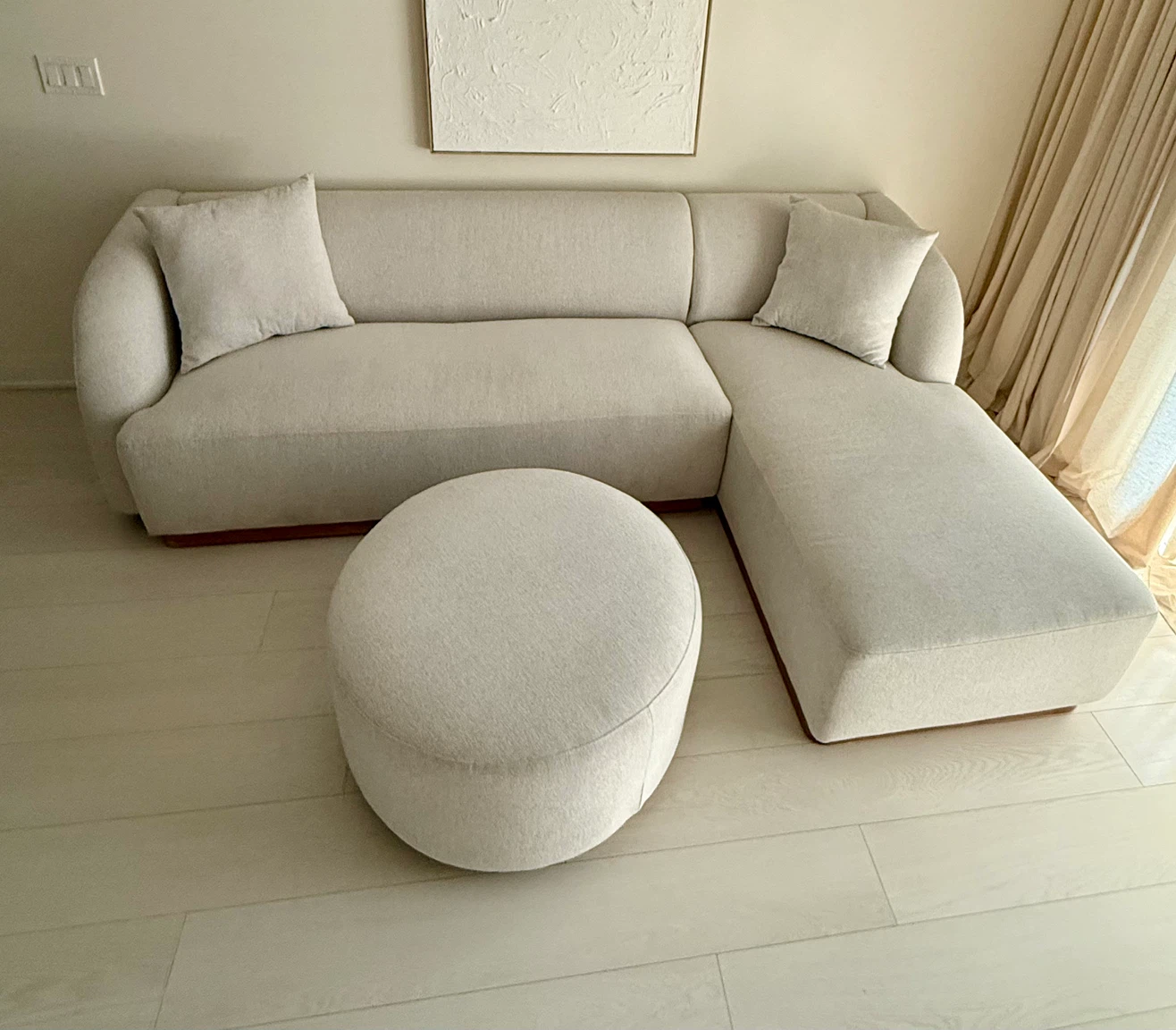 Modern 2-Piece Sectional Sofa with Matching Ottoman
