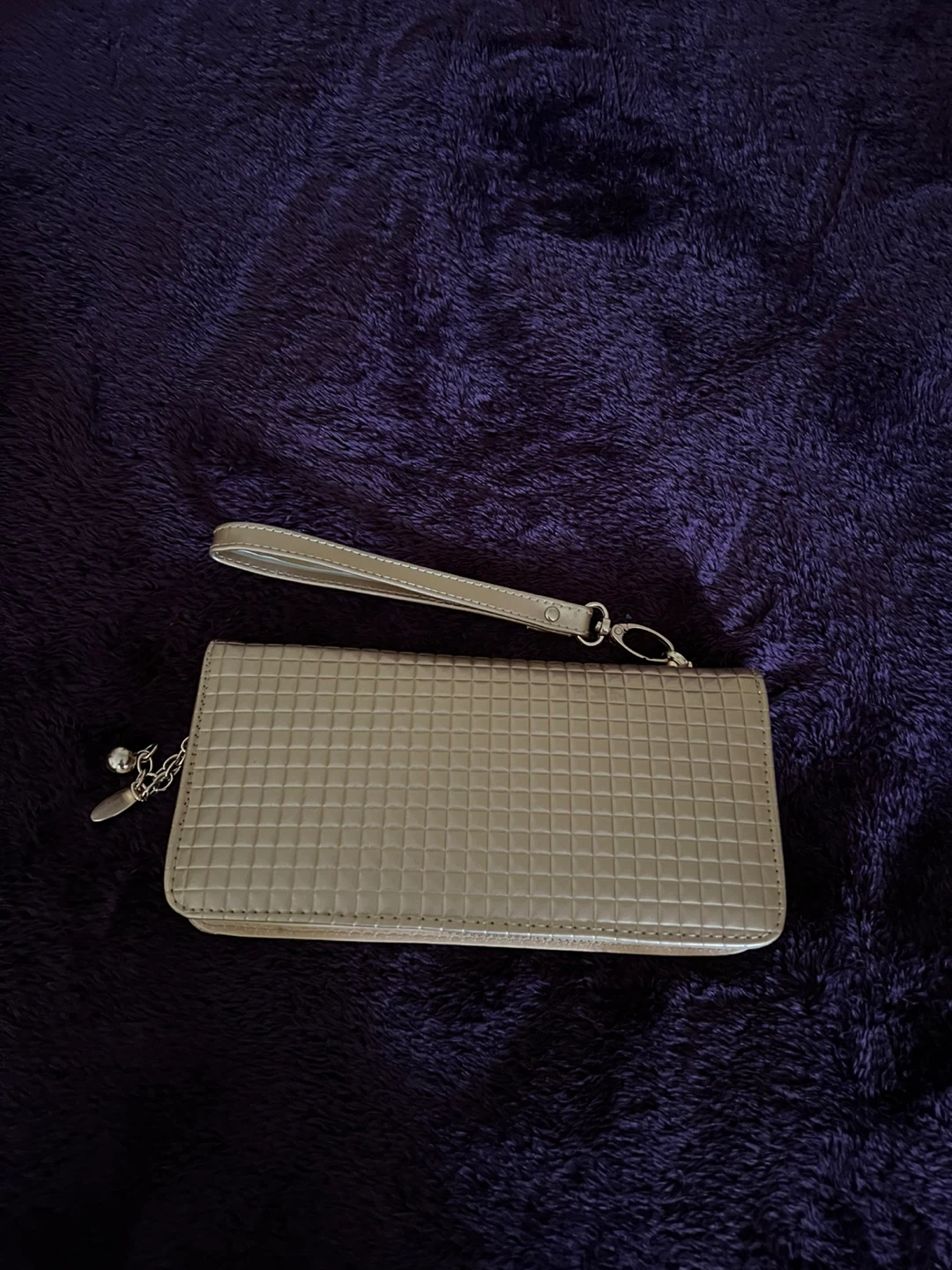 Gold Grid Texture Wristlet Wallet