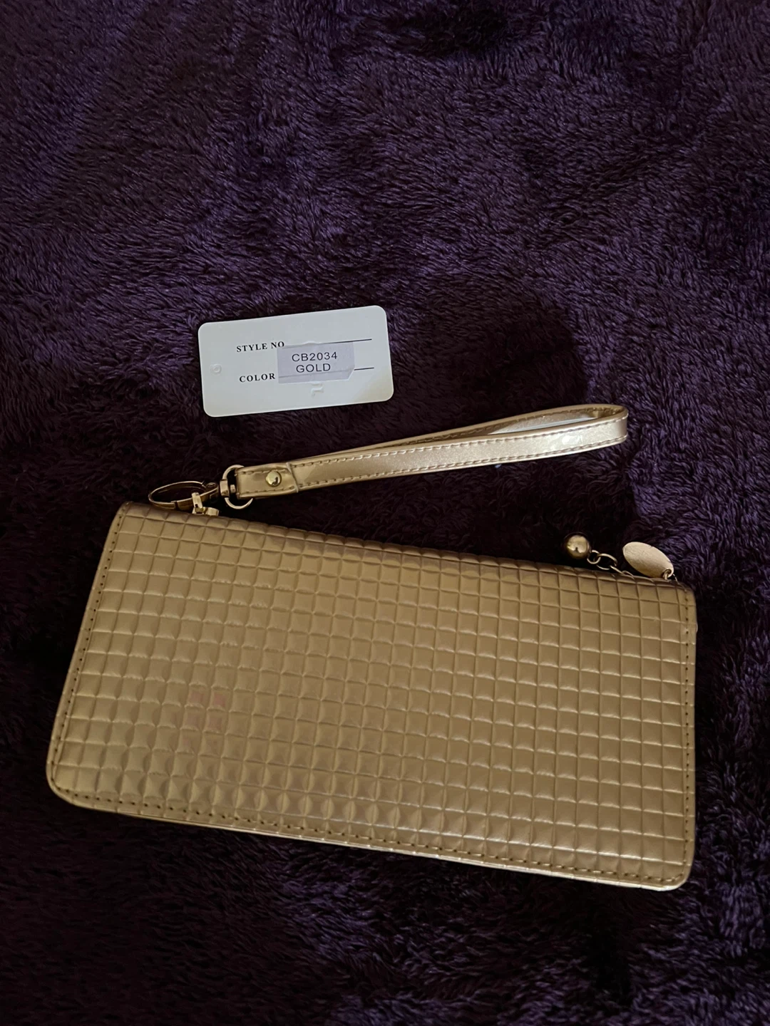 Gold Grid Texture Wristlet Wallet - photo 2