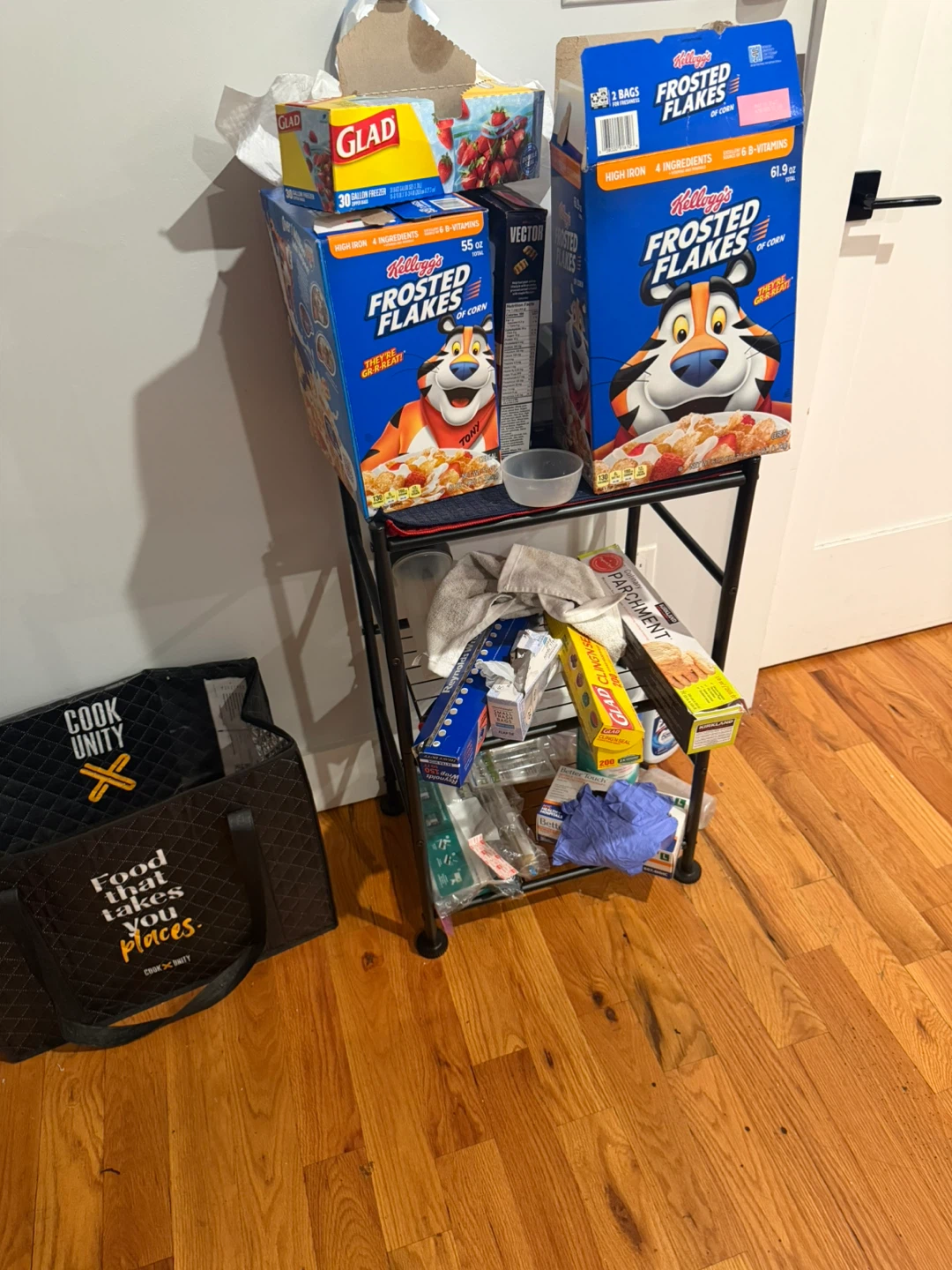 Black Metal 3-Tier Rolling Utility Cart