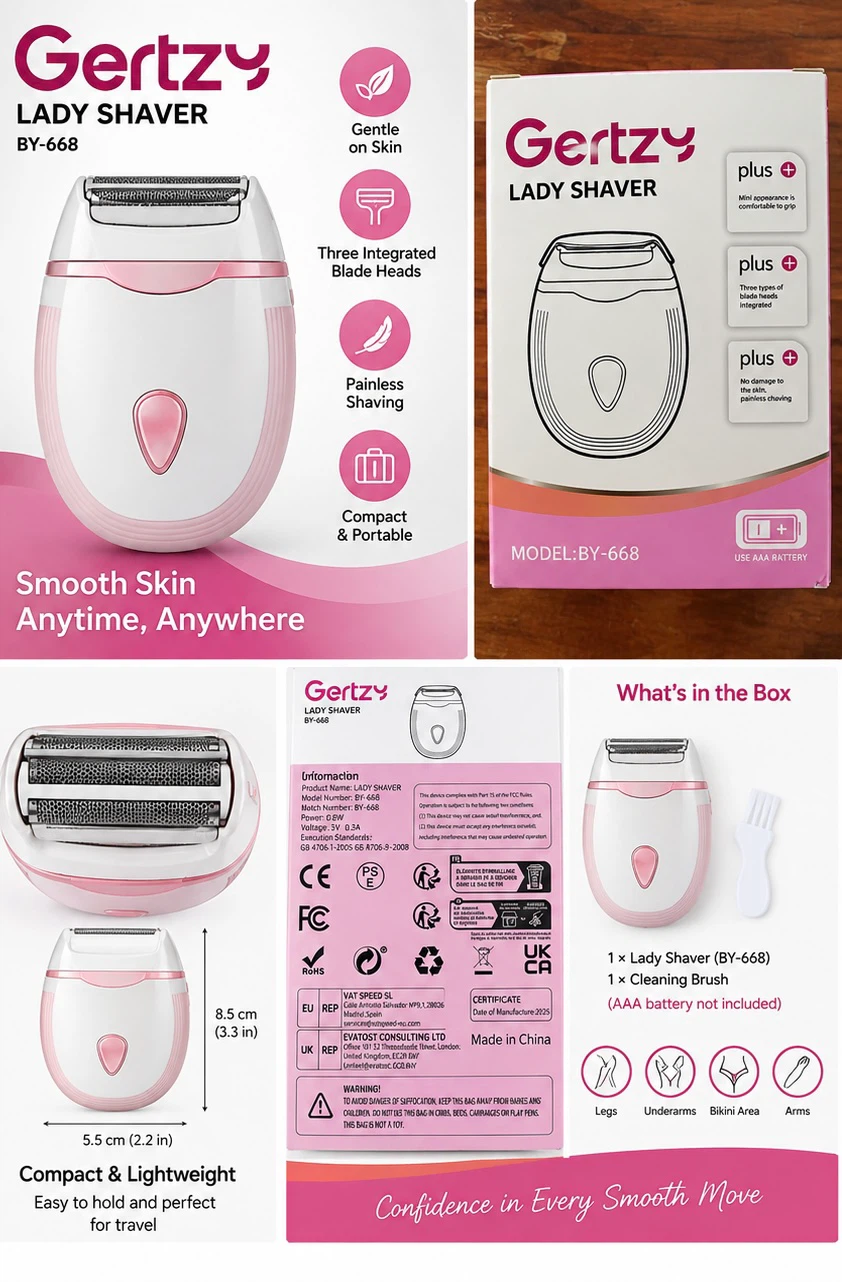 Gertzy BY-668 Lady Shaver – Compact Electric Shaver for Women