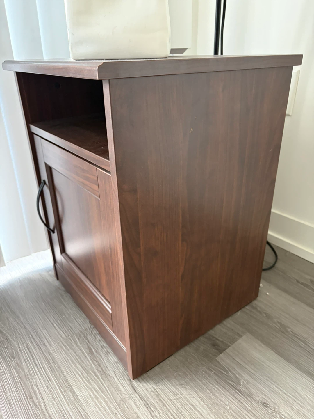 Dark Wood End Table with Storage Cabinet - photo 3