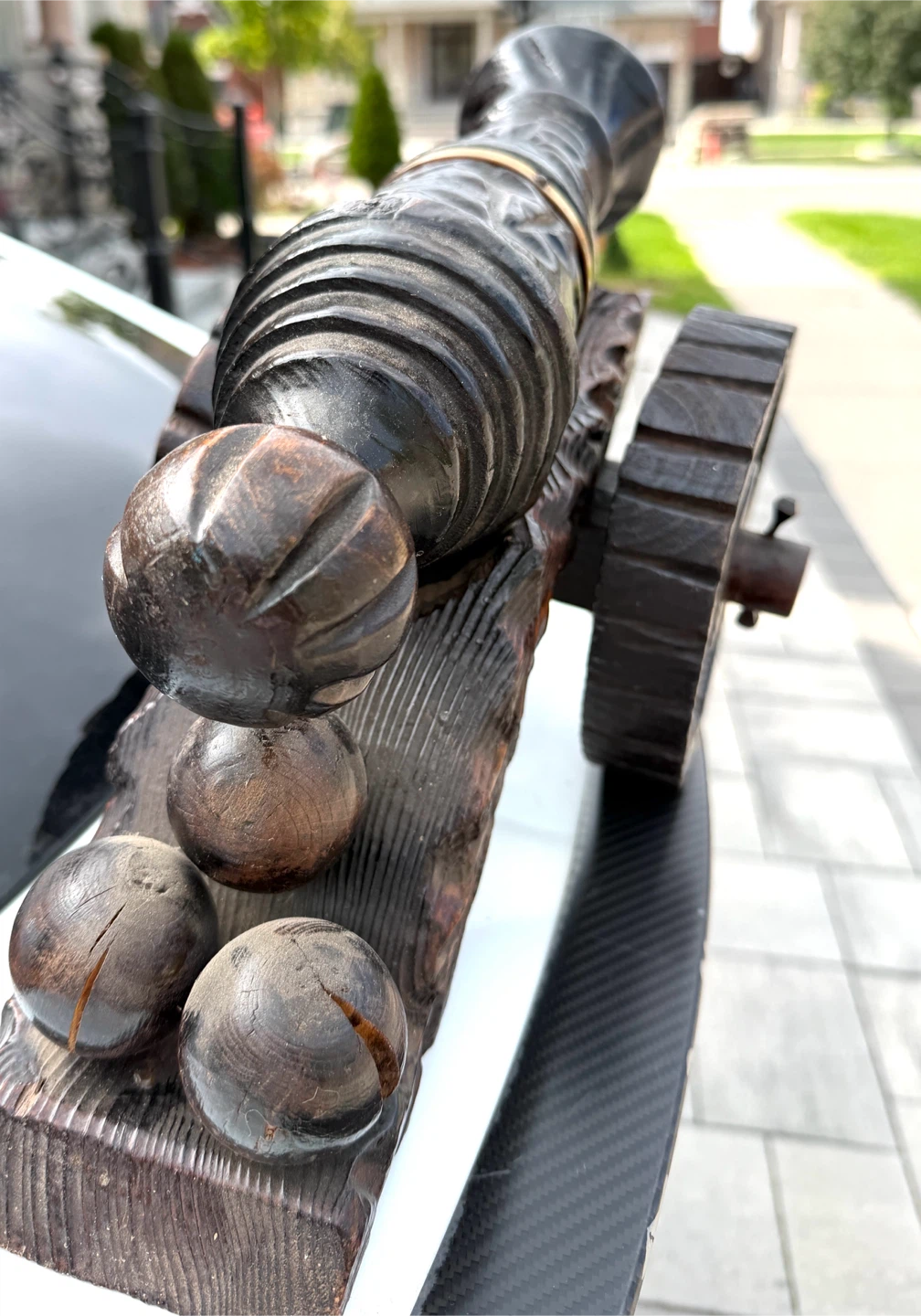 Decorative Hand-Carved Wooden Cannon - photo 5