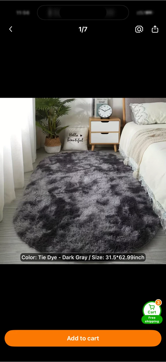 Dark Gray Tie Dye Shag Rug