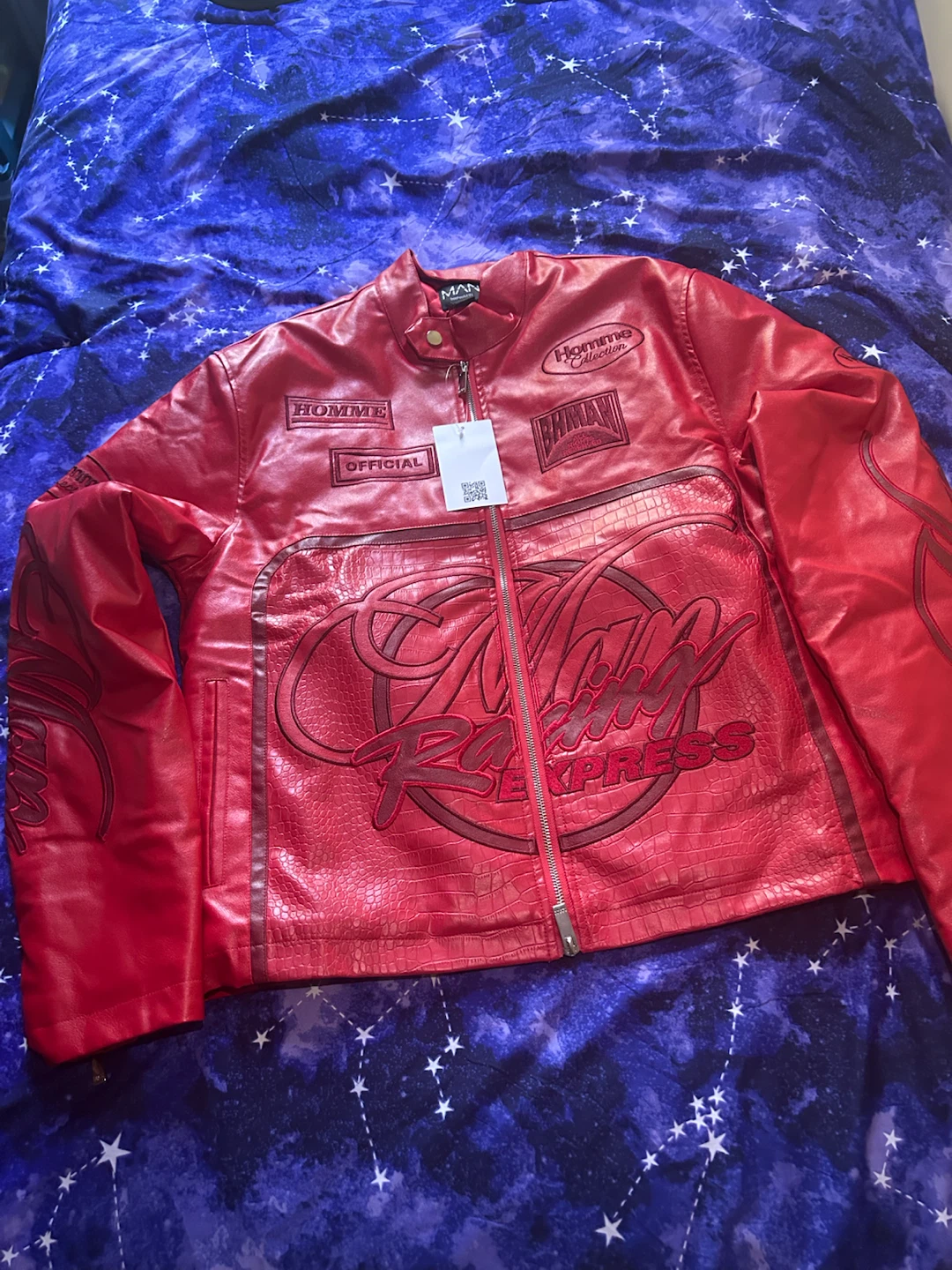 BoohooMAN Racing Faux Leather Jacket