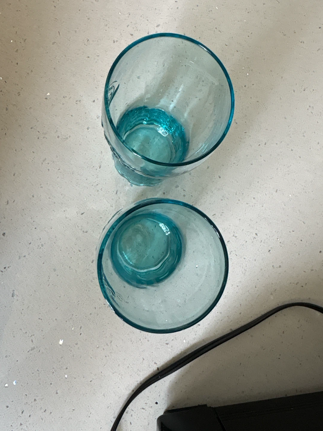 Two Coca-Cola Blue Glass Cups - photo 2