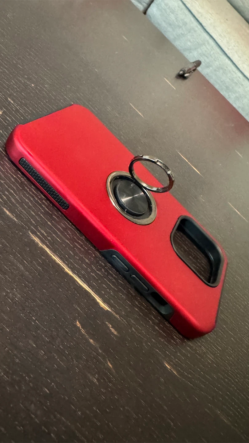Red protective phone case with ring holder - photo 2