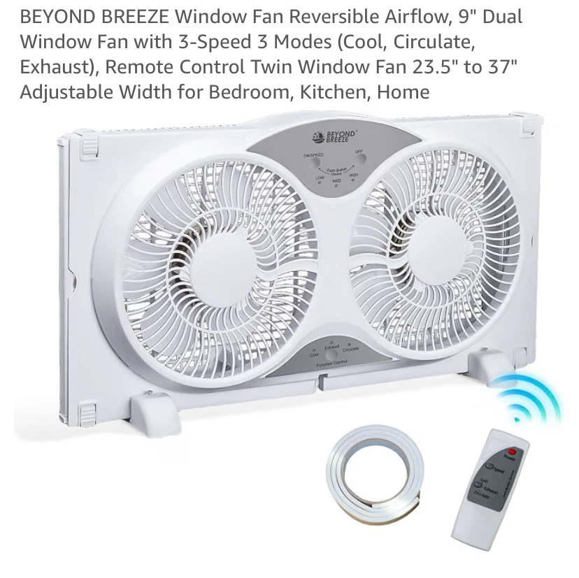 New BEYOND BREEZE Window Fan Reversible Airflow, 9"