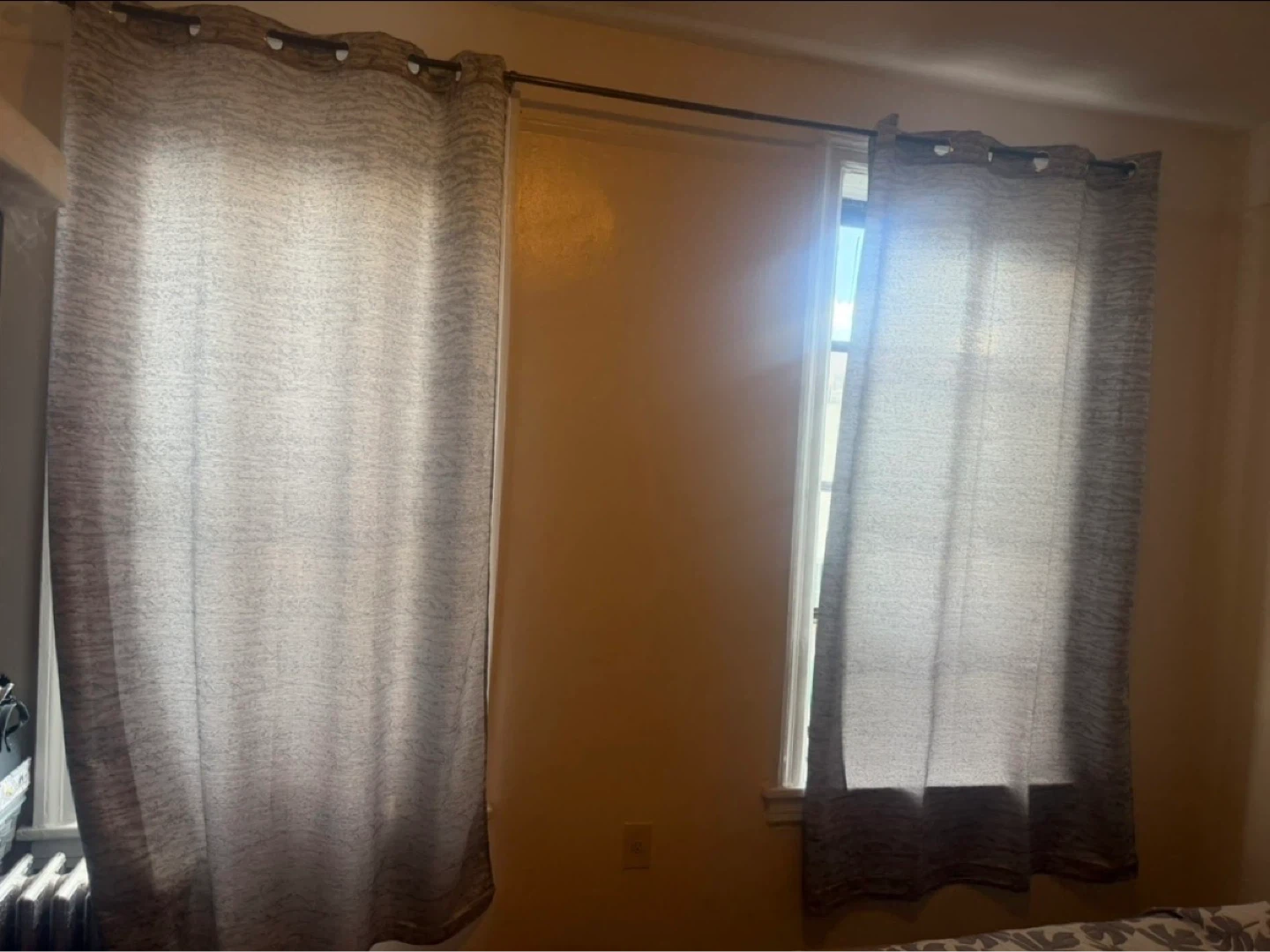 Set of four Assorted Gray Curtains& curtains pole