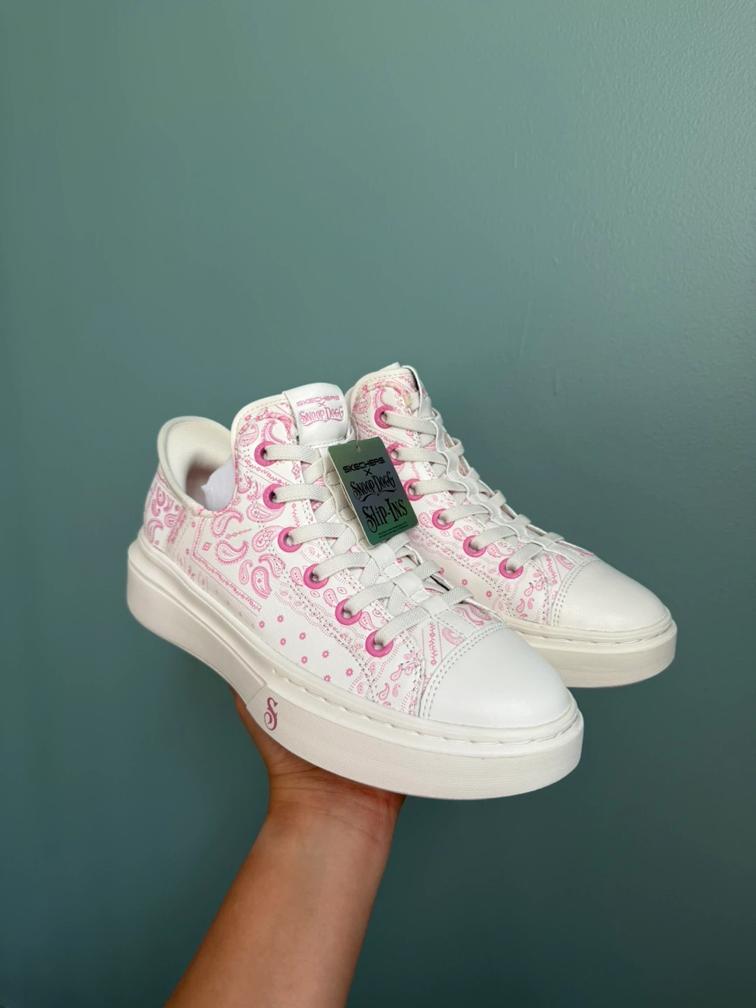 Skechers x Snoop Dogg Slip-ins, White/Pink, Women's 8 - photo 2