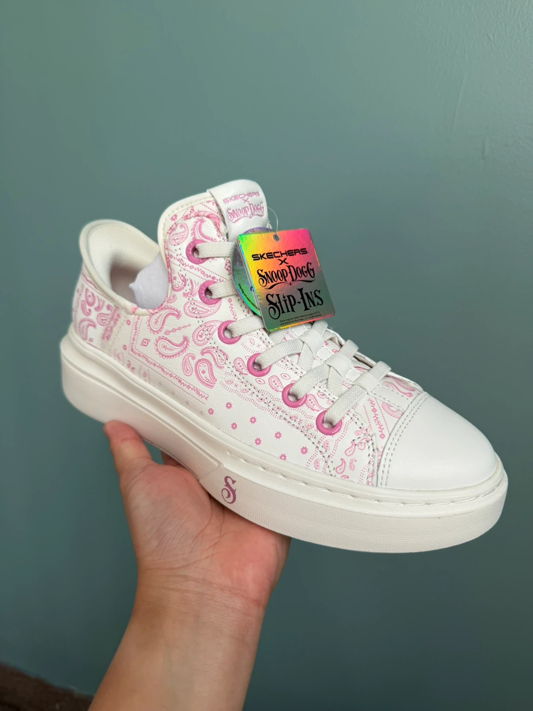 Skechers x Snoop Dogg Slip-ins, White/Pink, Women's 8 - photo 3