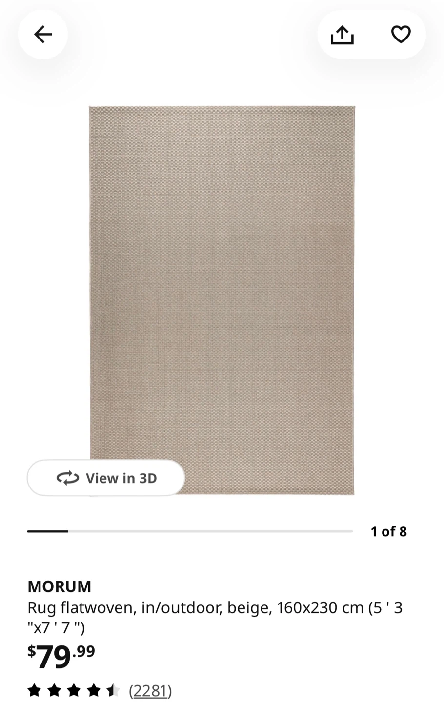 Moving Sale‼️IKEA MORUM Flatwoven Indoor/Outdoor Rug - Beige - photo 4