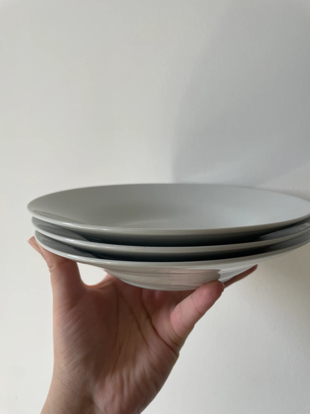 Set of 3 White Ceramic Plates