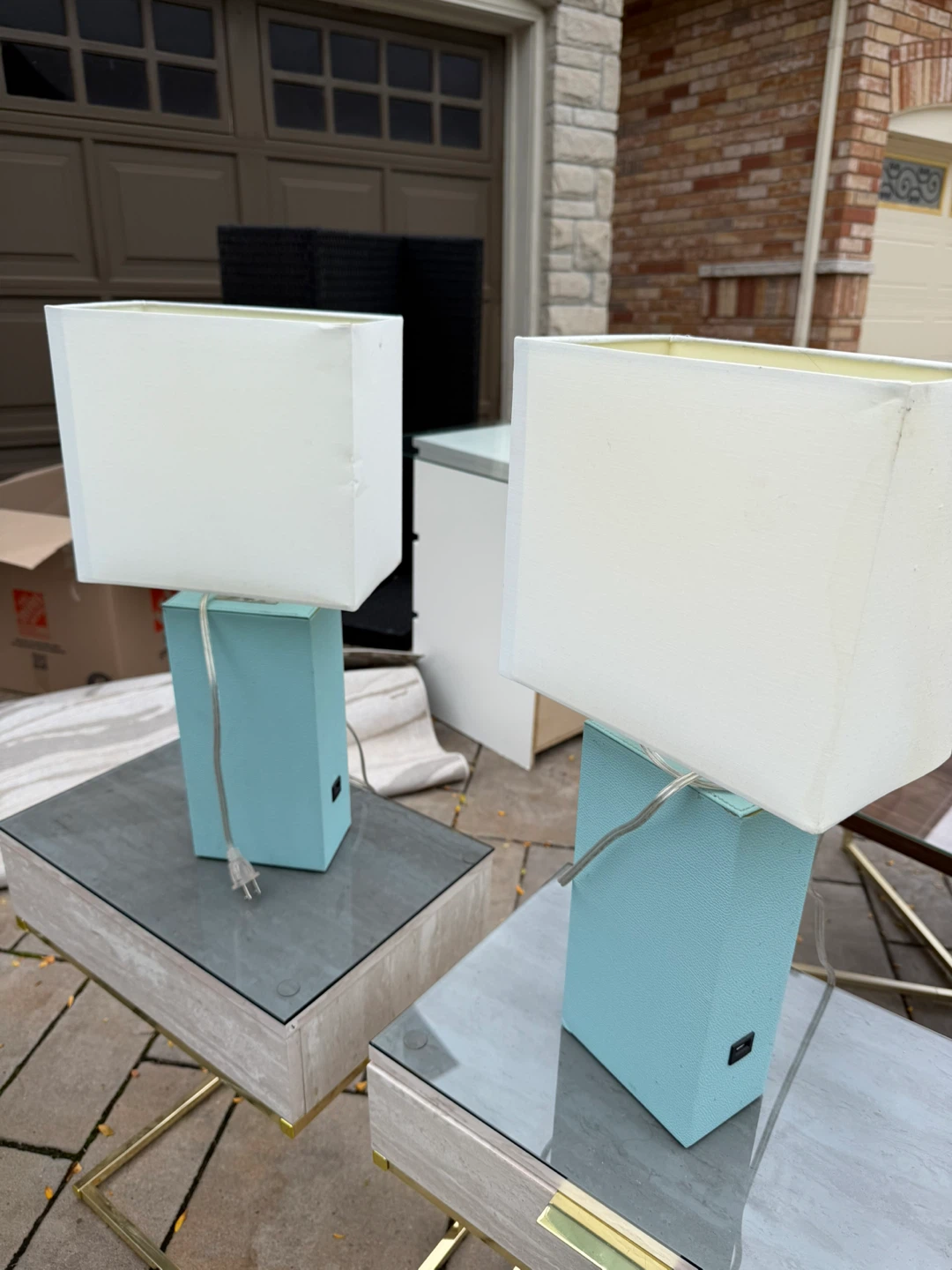 Set of Two Blue Table Lamps