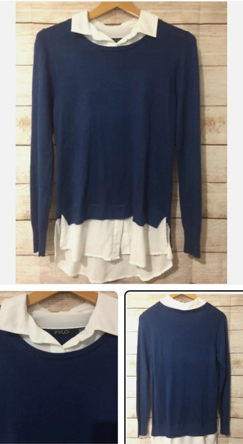 FYLO Navy Blue Layered Look Sweater - photo 2