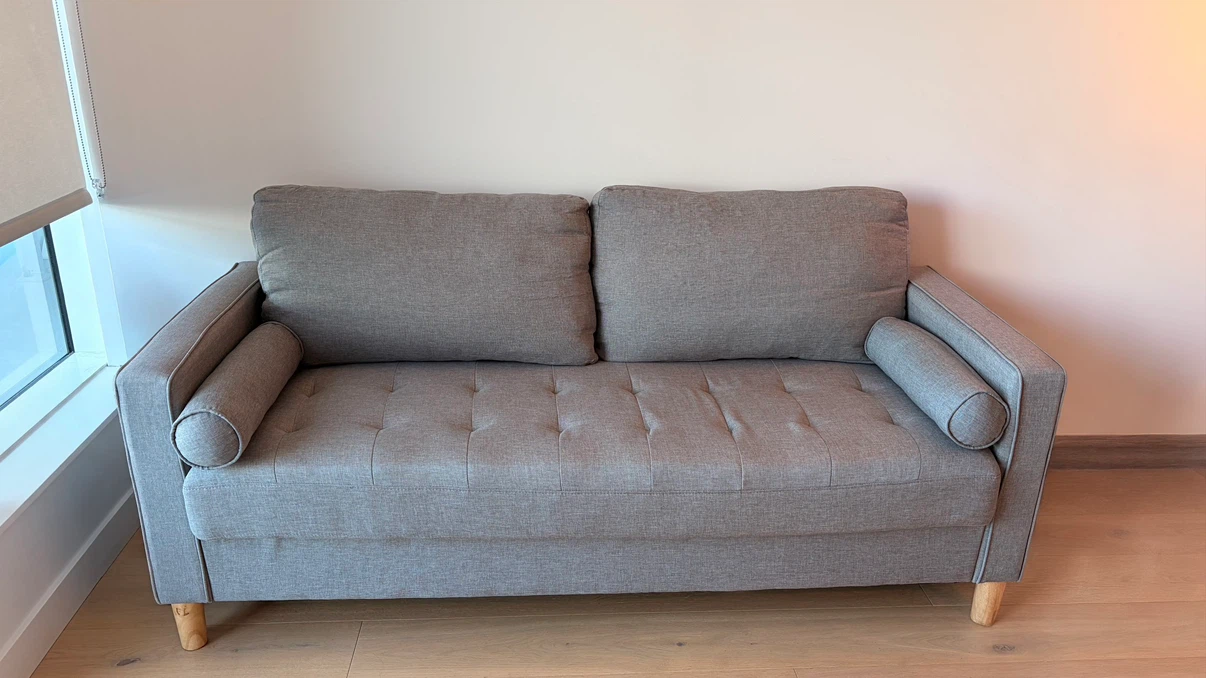 Grey Fabric Loveseat